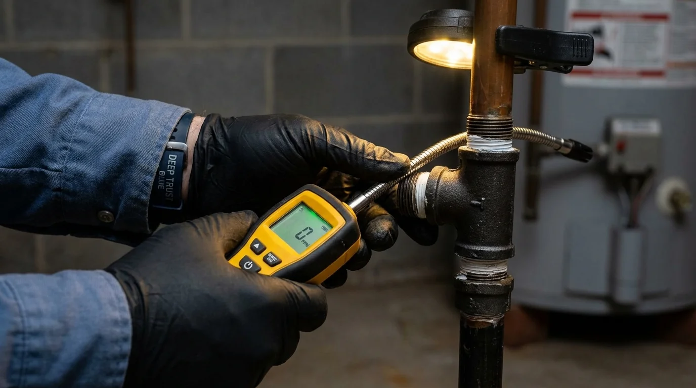 Gas leak detection with electronic sniffer by Johns Plumbing LLC in Oceanside