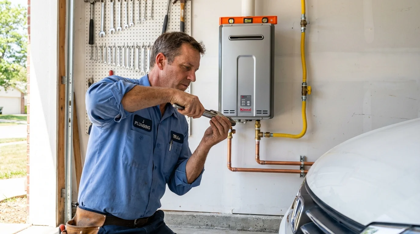 Tankless water heater installation by a Johns Plumbing LLC plumber in Oceanside